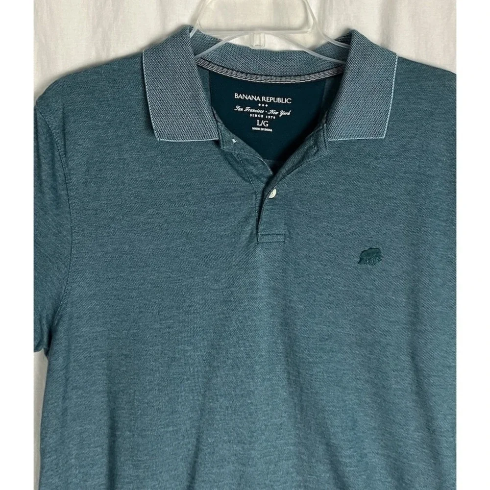 Banana Republic Blue Turquoise Short Sleeve 100% Cotton Polo Men's‎ Size L